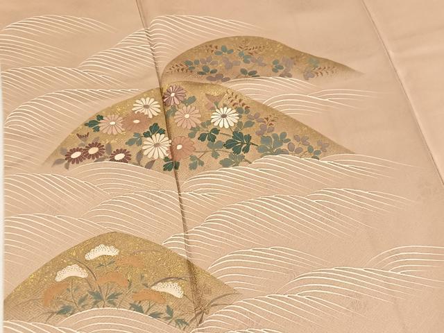 平和屋着物■訪問着 刺繍 立波花文 金彩 正絹 逸品 BAAX3869yc