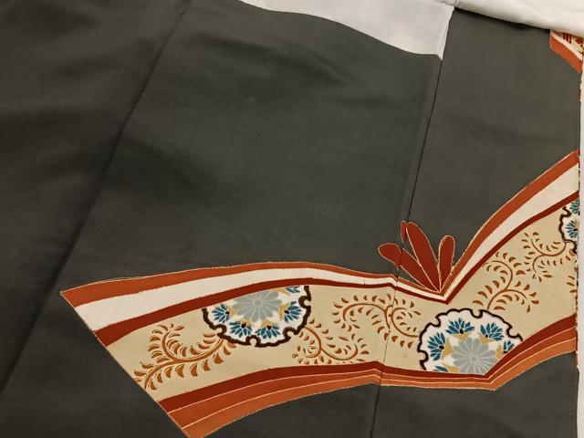 平和屋着物■豪華黒留袖 駒刺繍 こぼれ松花文 金彩 正絹 逸品 BAAX3876yc