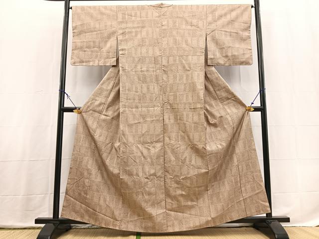 平和屋着物■上質な紬 幾何学文様 正絹 逸品 BAAX3892yc
