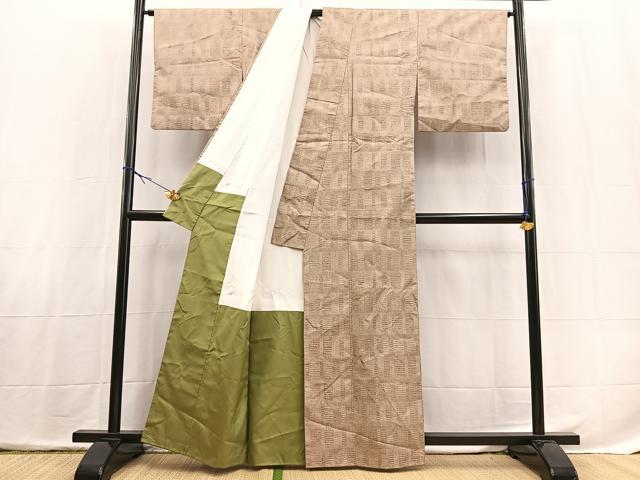 平和屋着物■上質な紬 幾何学文様 正絹 逸品 BAAX3892yc