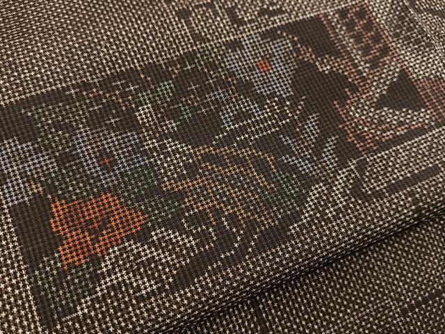 平和屋着物■本場大島紬 7マルキ 色紙風景花文 正絹 逸品 BAAX3893yc