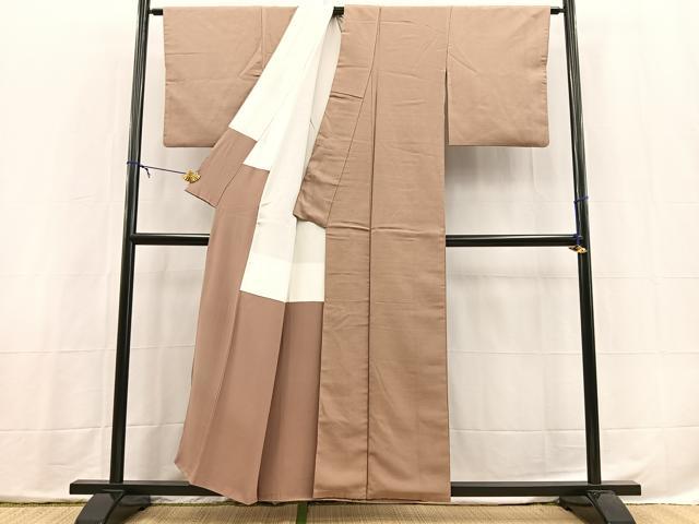 平和屋着物■上質な色無地 赤白橡色 正絹 逸品 BAAX3894yc