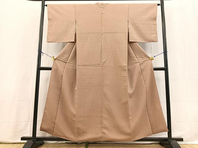 平和屋着物■上質な色無地 赤白橡色 正絹 逸品 BAAX3894yc