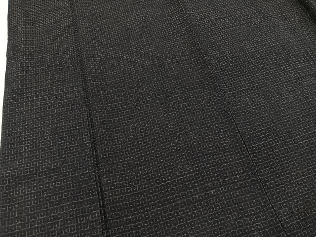 平和屋着物■上質な紬 亀甲文 黒紅色 正絹 逸品 BAAX3897yc