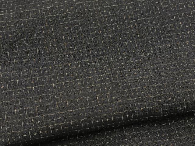 平和屋着物■上質な紬 亀甲文 黒紅色 正絹 逸品 BAAX3897yc