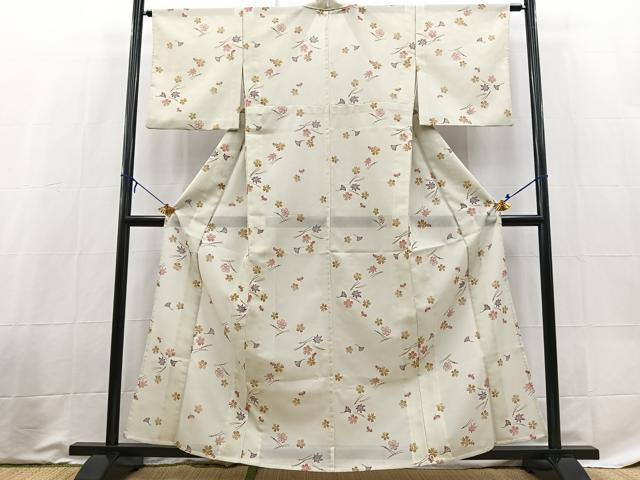 平和屋着物*夏物 小紋 絽 吹き寄せ文 洗える着物 BAAX3954yc