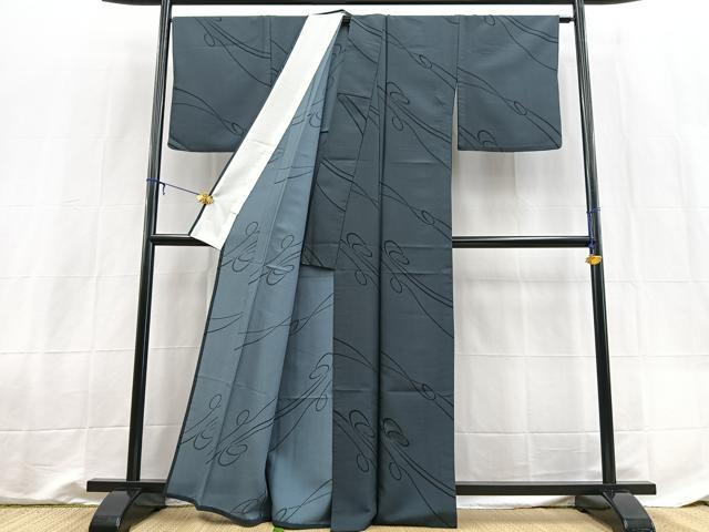 平和屋着物*夏物 小紋 流水文 洗える着物 BAAX3966yc