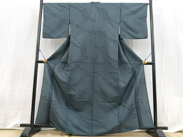 平和屋着物*夏物 小紋 流水文 洗える着物 BAAX3966yc