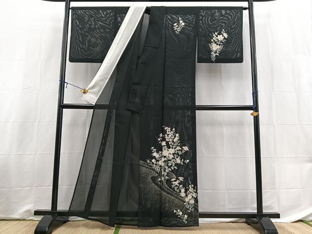 平和屋着物*夏物 訪問着 絽 秋草文 洗える着物 BAAX3974yc