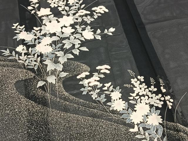平和屋着物*夏物 訪問着 絽 秋草文 洗える着物 BAAX3974yc