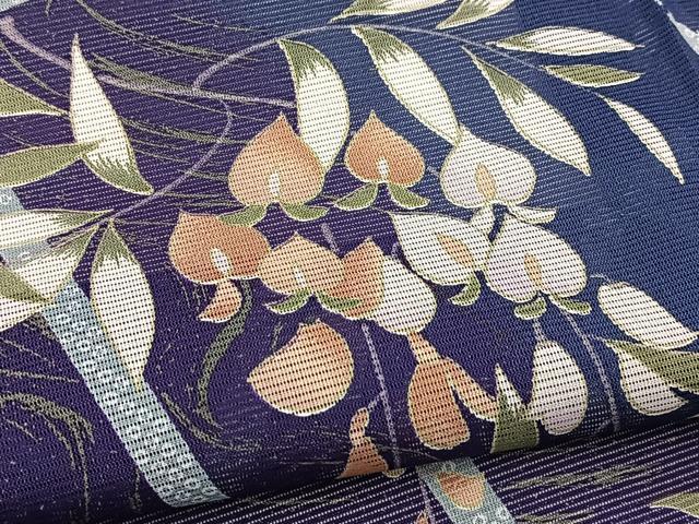 平和屋着物*夏物 訪問着 絽 藤花房竜田川文 金彩 洗える着物 BAAX3979yc