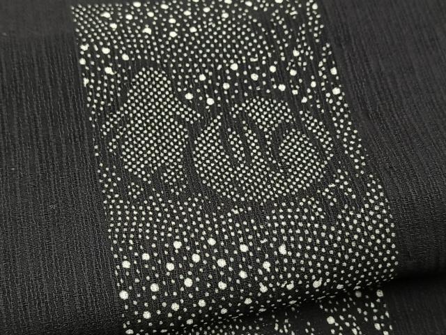 平和屋着物*夏物 小紋 紗 風景文 黒地 洗える着物 BAAX3984yc