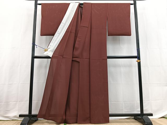 平和屋着物*夏物 色無地 絽 葡萄茶色 正絹 逸品 BAAX3994yc