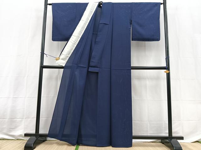 平和屋着物*夏物 色無地 絽 紺藍色 正絹 逸品 BAAX3998yc