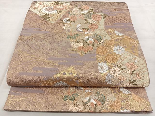 平和屋着物◎六通柄袋帯 唐織 花鳥文 金銀糸 正絹 逸品 BAAX4010qw