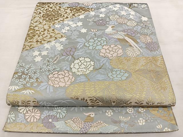 平和屋着物◎六通柄袋帯 唐織 花鳥文 金銀糸 正絹 逸品 BAAX4012qw