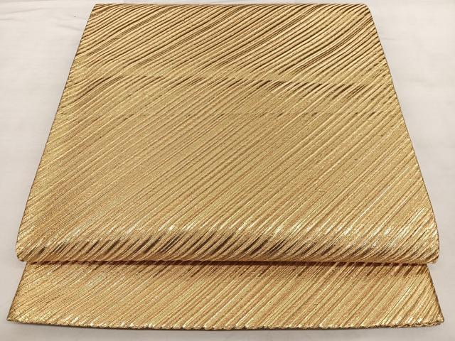 平和屋着物◎全通柄袋帯 唐織 斜線文 金糸 正絹 逸品 BAAX4018qw