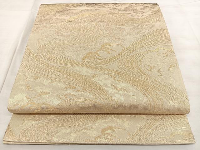 平和屋着物◎西陣 六通柄袋帯 立波文 金糸 正絹 逸品 BAAX4034qw