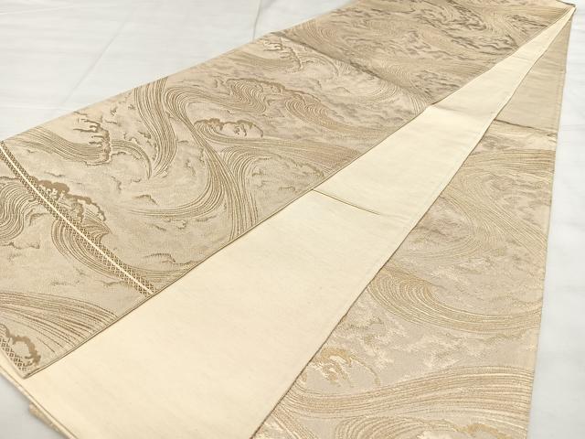 平和屋着物◎西陣 六通柄袋帯 立波文 金糸 正絹 逸品 BAAX4034qw
