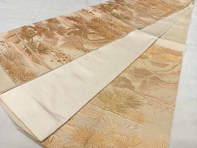 平和屋着物◎六通柄袋帯 唐織 枝松葉文 金銀糸 正絹 逸品 BAAX4101qw