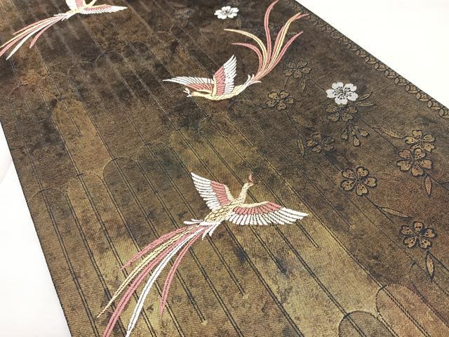 平和屋着物◎六通柄袋帯 唐織 鳳凰花文 金銀糸 引箔 正絹 逸品 BAAX4116qw