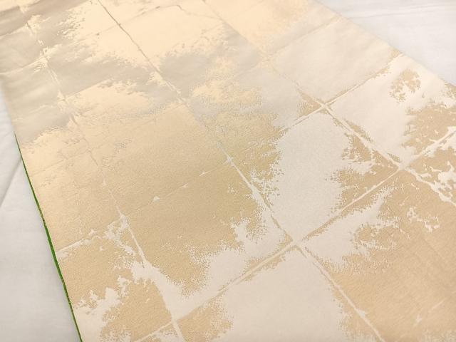 平和屋着物◎両面 全通柄袋帯 市松文様 金糸 正絹 逸品 BAAX4126qw
