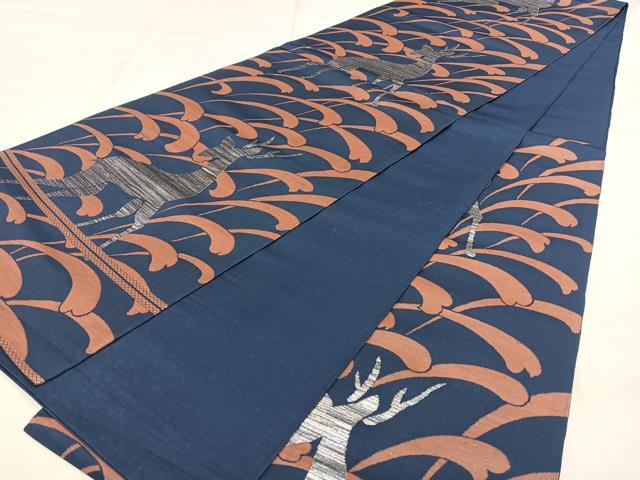 平和屋着物◎六通柄 本袋帯 鹿 芝草文 正絹 逸品 BAAX4165qw