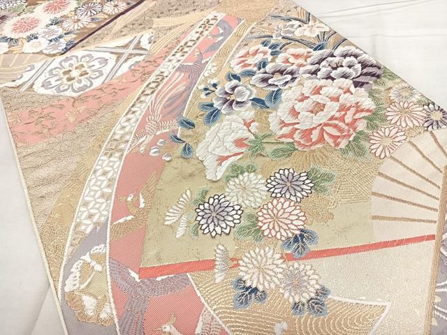 平和屋着物◎六通柄袋帯 唐織 熨斗小花文 金糸 引箔 正絹 逸品 BAAX4176qw