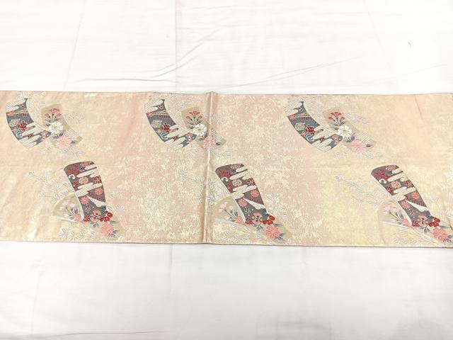 平和屋着物◎六通柄袋帯 唐織 誰が袖吉祥文 金糸 引箔 正絹 逸品 BAAX4180qw