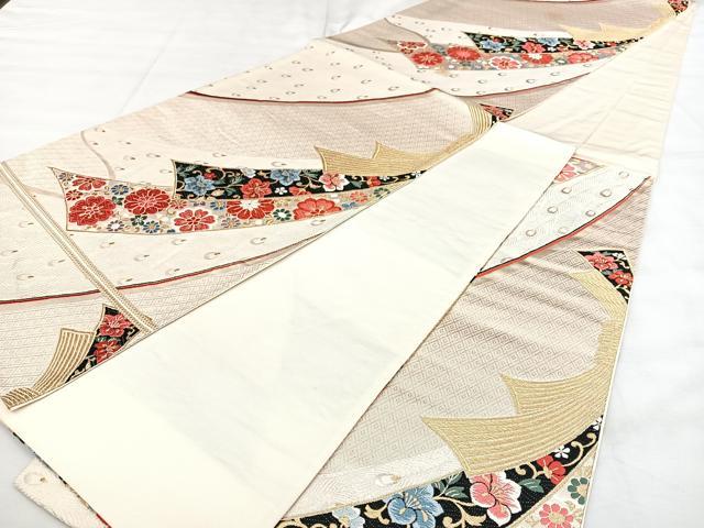 平和屋着物◎六通柄袋帯 唐織 熨斗吉祥文 九百錦 金糸 引箔 正絹 逸品 BAAX4195qw