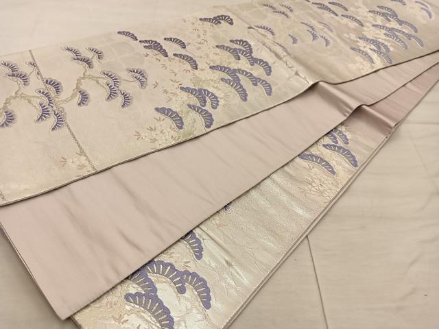 平和屋着物◎六通柄袋帯 舞桜松文 銀糸 正絹 逸品 BAAX4203mz