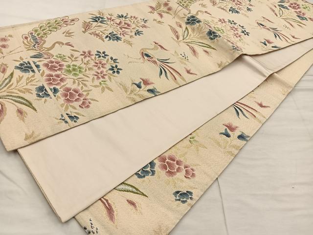 平和屋着物◎六通柄袋帯 鳳凰花文 金銀糸 正絹 逸品 BAAX4229mz