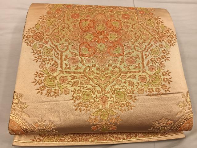 平和屋着物◎六通柄袋帯 正倉院花文 金糸 正絹 逸品 BAAX4234mz