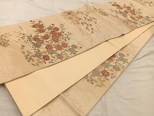 平和屋着物◎六通柄袋帯 式部 菊花文 金糸 正絹 逸品 BAAX4280mz