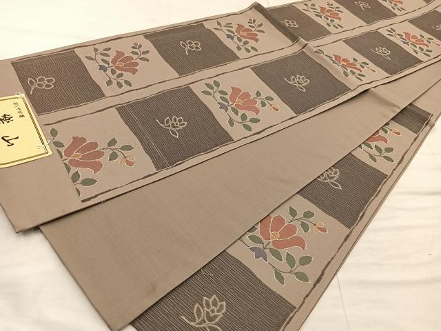 平和屋着物◎西陣 山一織物謹製 六通柄袋帯 草花文 証紙付き 正絹 逸品 BAAX4307mz