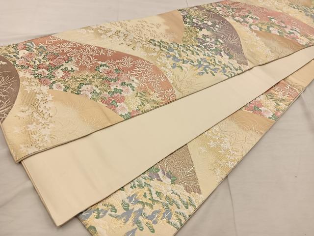 平和屋着物◎六通柄袋帯 唐織 華苑蒔絵錦 金糸 正絹 逸品 BAAX4318mz