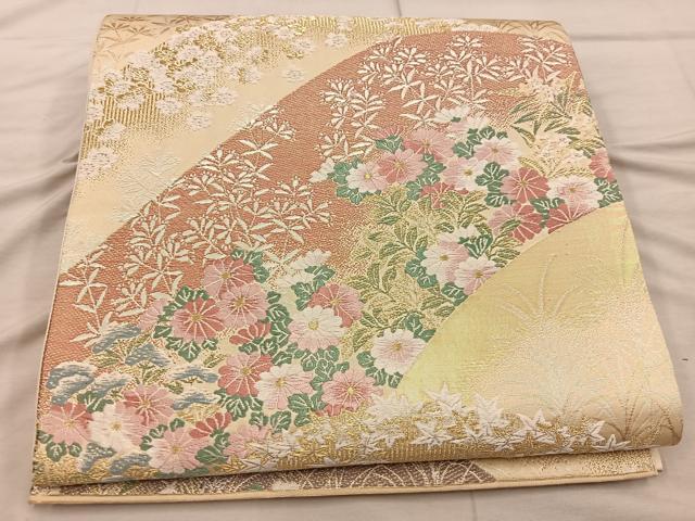 平和屋着物◎六通柄袋帯 唐織 華苑蒔絵錦 金糸 正絹 逸品 BAAX4318mz