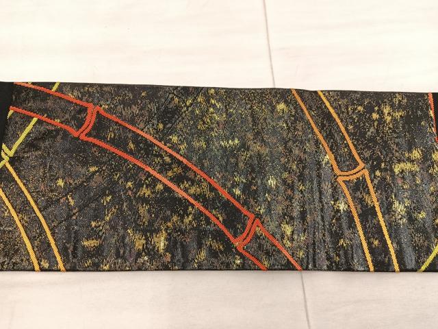 平和屋着物◎九寸名古屋帯 幾何学文様 引箔 正絹 逸品 BAAX4325mz
