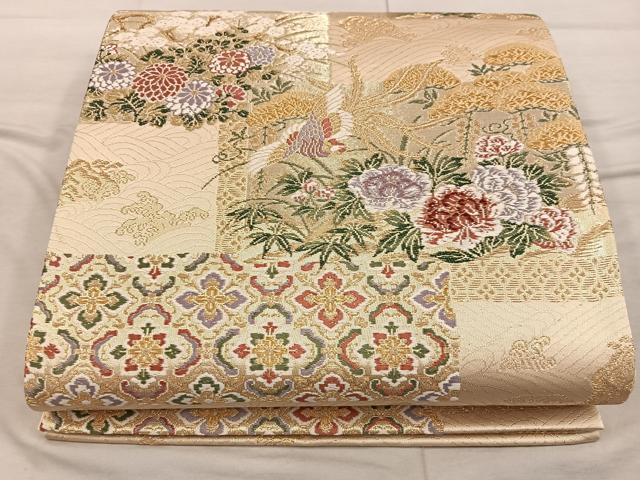 平和屋着物◎六通柄袋帯 唐織 鳳凰花文 金糸 正絹 逸品 BAAX4328mz