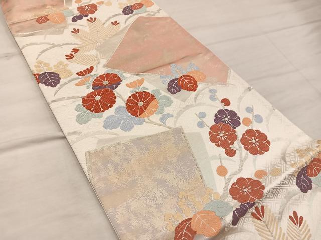 平和屋着物◎六通柄袋帯 唐織 菊花文 正絹 逸品 BAAX4352mz