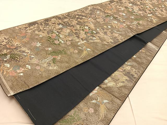 平和屋着物◎六通柄袋帯 唐織 道長鳳凰草花文 金糸 正絹 逸品 BAAX4360mz