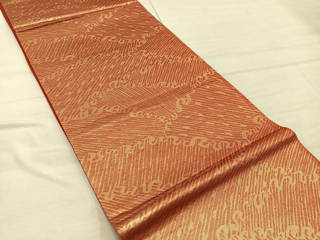 平和屋着物◎六通柄 京袋帯 幾何学文様 金糸 正絹 逸品 BAAX4388mz