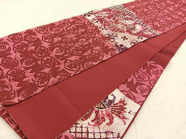 平和屋着物◎六通柄袋帯 ろうけつ染め 更紗花文 正絹 逸品 BAAX4410mz