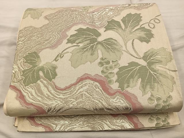 平和屋着物◎六通柄袋帯 草葉文 正絹 逸品 BAAX4421mz