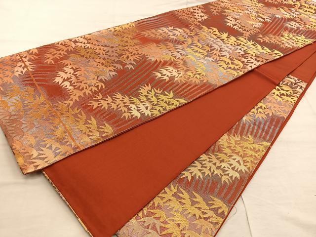 平和屋着物◎六通柄 京袋帯 笹竹文 金糸 正絹 逸品 BAAX4446mz
