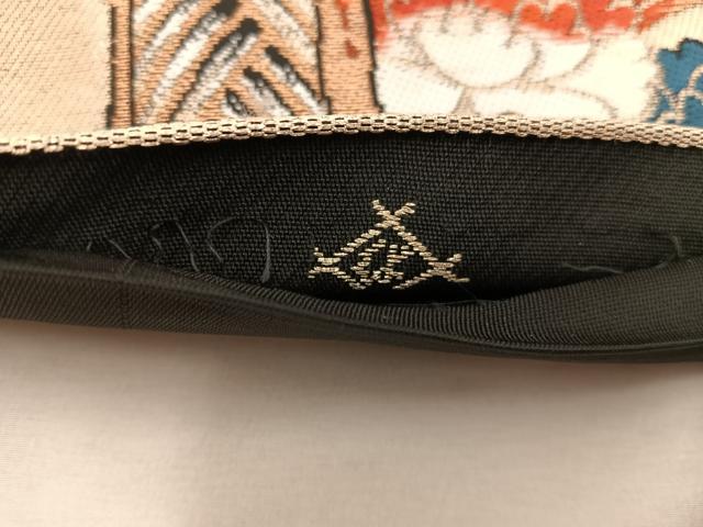 平和屋着物◎六通柄 本袋帯 流水菊花文 金糸 正絹 逸品 BAAX4448mz