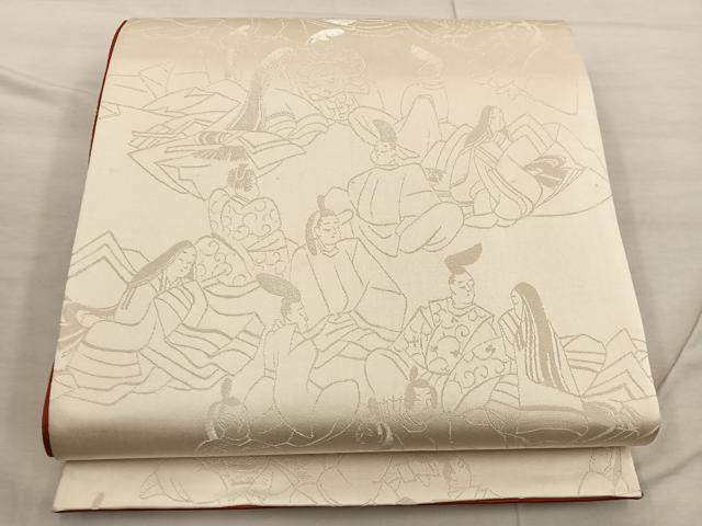 平和屋着物◎両面 全通柄袋帯 平安人物文 金糸 正絹 逸品 BAAX4452mz