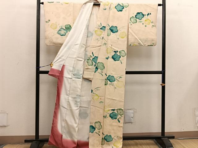 平和屋着物■上質な小紋 梅花文 地紋起こし 正絹 逸品 BAAX4467mz