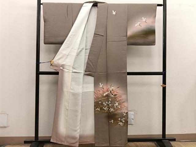 平和屋着物■訪問着 飛鶴花文 暈し染め 金彩 鈴乃屋扱い 正絹 逸品 BAAX4474mz