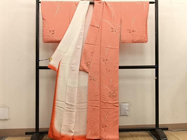 平和屋着物■上質な小紋 菊花文 地紋起こし 金糸 正絹 逸品 BAAX4482mz